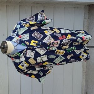 MAX BOXXER Vintage‎ Baseball Cards Tickets Navy Cotton XL Short Sleeve Shirt VTG